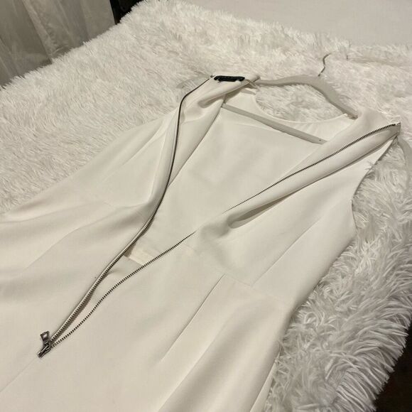 Alice + Olivia Kelsey Asymmetrical Drape Dress in White Size 8 - Picture 10 of 11